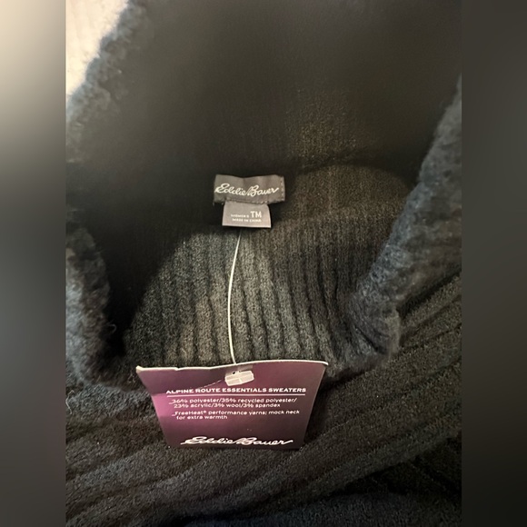 Eddie Bauer Alpine Route Essentials Ribbed Mock Neck Sweater Black NWT Size M - Picture 7 of 14